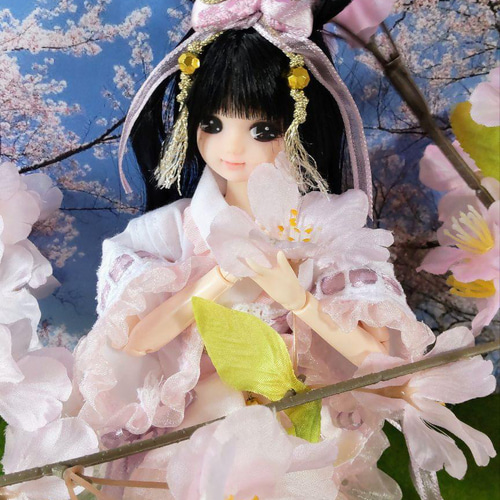 赤桜　　りかちゃんジェニー服　和柄(花ぐるま)＋すずらん柄ロリータ りかちゃんジェニー服 ＊桜柄＊和風ロリータドレス - メルカリ