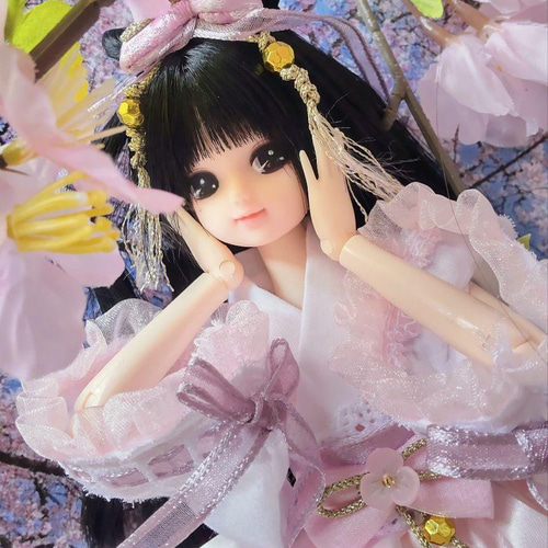 ドール服 リカちゃん 27cmドール 和風 ロリータ 桜の花びら ドール服 リカちゃん 27cmドール 和風 ロリータ 桜の花びら