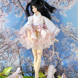 ドール服　リカちゃん　27cmドール 和風 ロリータ　桜の花びら ドレス 3枚目の画像