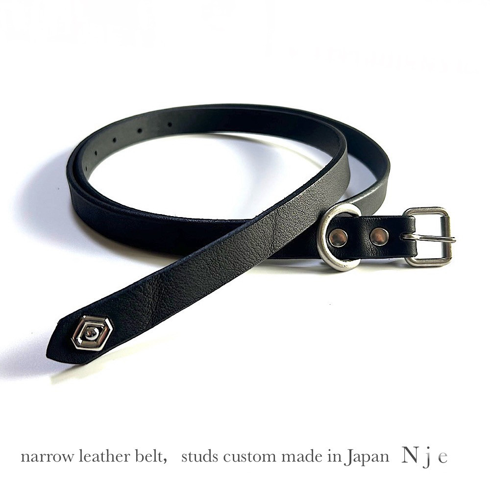 スタッズ　レザー　ナロー　ベルト　ハンドメイド　bean-89