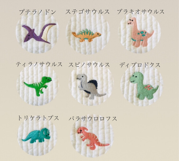 Mサイズ　ハピリーダイナソー　トートバッグ　恐竜　刺繍　レッスンバッグ　マザーズバッグ　ヌビバッグ　オリジナル 11枚目の画像