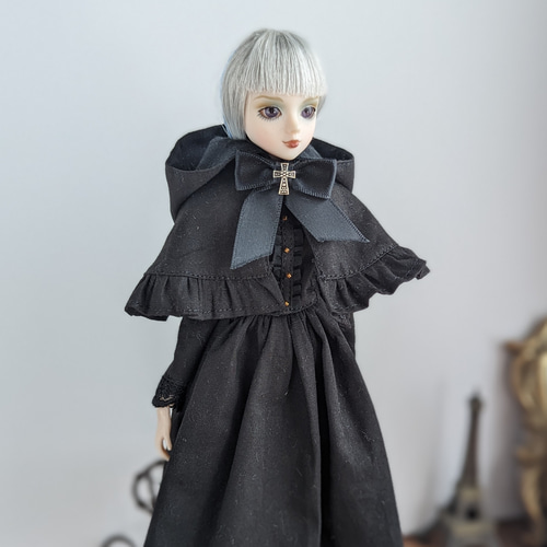 1097※黒のフード付きケープ※1/6ドール服※momokoDOLL※j-doll※リカちゃん