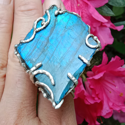 拉長石手工銀戒純銀戒指~「夜」 ~ Labradorite Silver Ring 第19張的照片