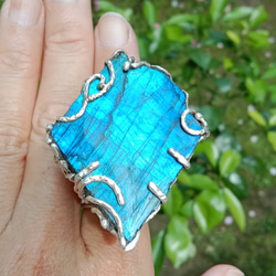 拉長石手工銀戒純銀戒指~「夜」 ~ Labradorite Silver Ring 第13張的照片