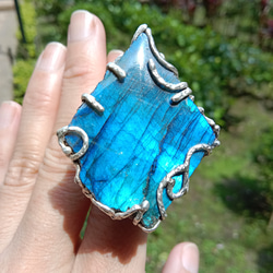 拉長石手工銀戒純銀戒指~「夜」 ~ Labradorite Silver Ring 第15張的照片