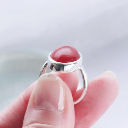 ビンテージ オーダーメイドリングピンク瑪瑙アンティーク シルバー