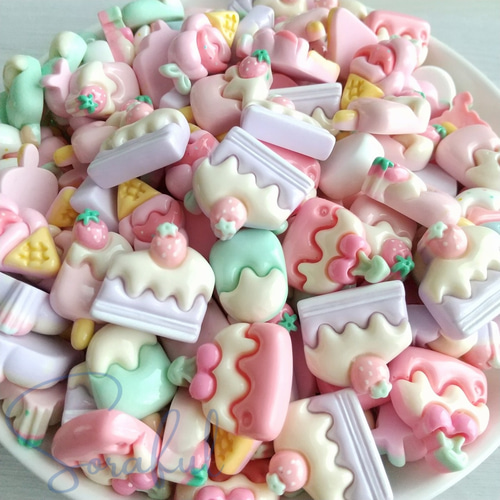【お約束日】#15ディスプレイ・デコパーツ 6個】ぷっくりスイーツ パステルカラー かわいいパーツセット