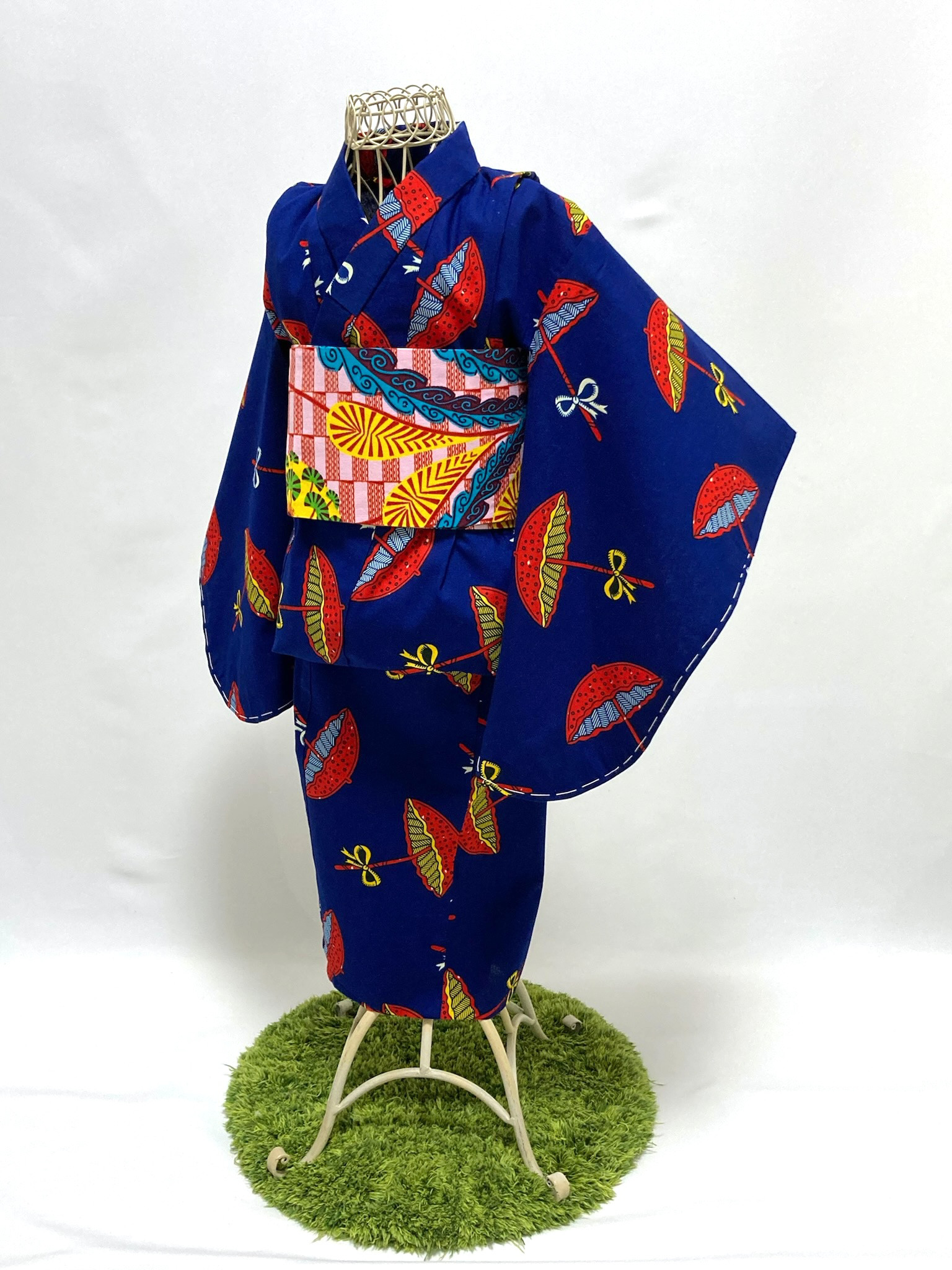 こども浴衣S ／木綿(コットン)／アフリカンバティック／アンブレラumbrella／一つ身／園児〜小学生