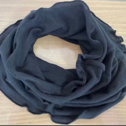 スーパーロングさらさらすべすべ肌感、綿シルクブラック手作りネック  