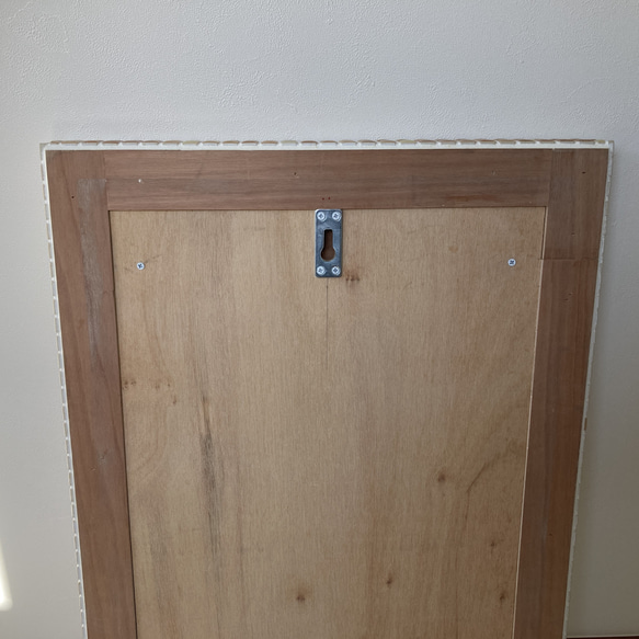 モザイクタイルの壁掛けミラー オレンジ　L 