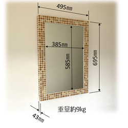 モザイクタイルの壁掛けミラー オレンジ　L 7枚目の画像