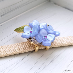 紫陽花とミツバチの帯留め（ブルー系） 14枚目の画像