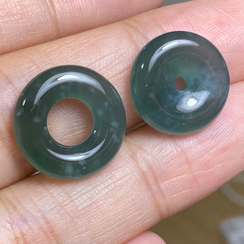 RS4-57 氷種 深藍緑色 玉壁 平安圏 平安守り 天然ドグアテマラ産 A貨