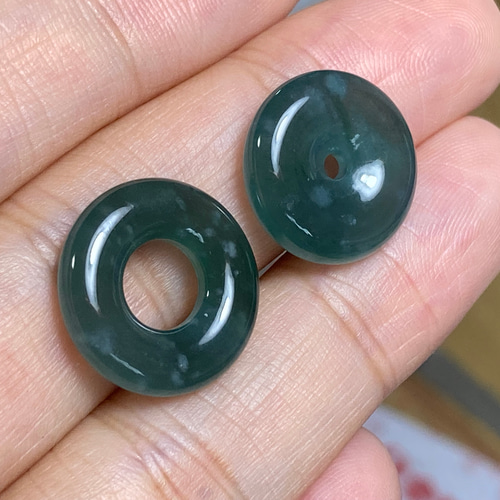 RS4-57 氷種 深藍緑色 玉壁 平安圏 平安守り 天然ドグアテマラ産 A貨