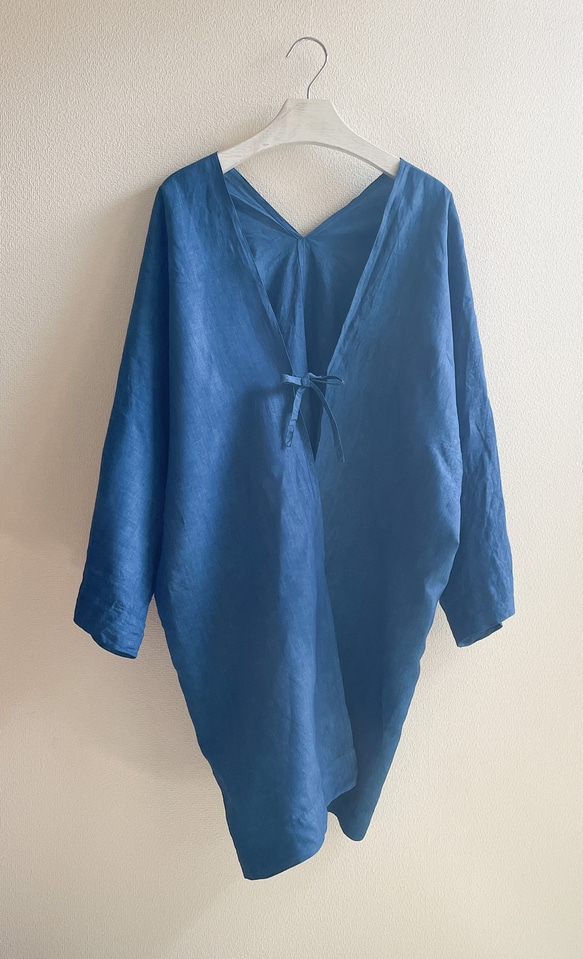 送料無料　藍染　軽やかなイタリアリネン羽織りカーディガン  "good simple" 着物　 4枚目の画像