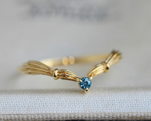 コバルトガーナイト K18YG V字リング コバルトガーナイト 0.05ct