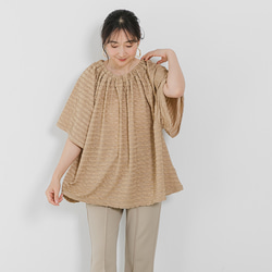 【SALE】シーズンライクな程よい透け感が好評♪ フリル袖 バックリボン Aライン トップス 24093 9枚目の画像