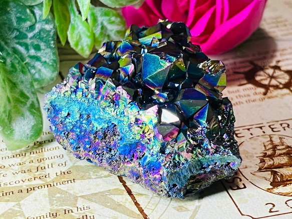 七色の夢໒꒱✨　オーラ　アメジスト　紫水晶　ラフストーン　原石　クラスター 4枚目の画像