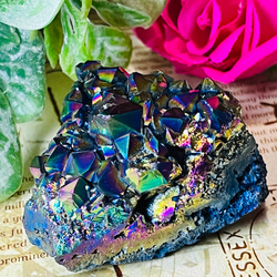 七色の夢໒꒱✨　オーラ　アメジスト　紫水晶　ラフストーン　原石　クラスター 1枚目の画像