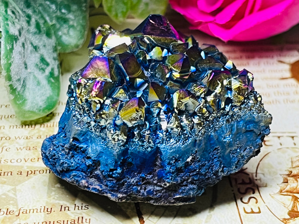 七色の夢໒꒱✨　オーラ　アメジスト　紫水晶　ラフストーン　原石　クラスター 2枚目の画像