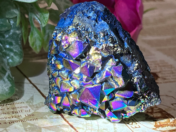 七色の夢໒꒱✨　オーラ　アメジスト　紫水晶　ラフストーン　原石　クラスター 3枚目の画像
