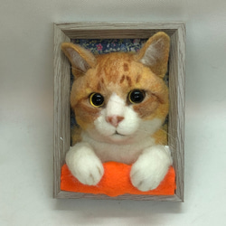 マメナツ様専用　愛猫さんのオーダーフレーム　うちの子　羊毛フェルト 2枚目の画像