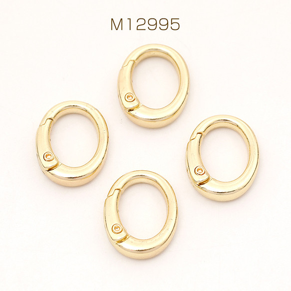 M12995 6個 カラビナ キーホルダー金具 オーバル ゴールド 15×19mm 3 x（2ヶ） 1枚目の画像