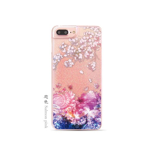 恋色胡蝶 - 和風 iPhone グリッターケース/ハート/ピンク