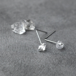 高品質AAAグレード NY産ハーキマーダイヤモンドのまち針ピアス サージカルステンレス Creema限定母の日2024 5枚目の画像