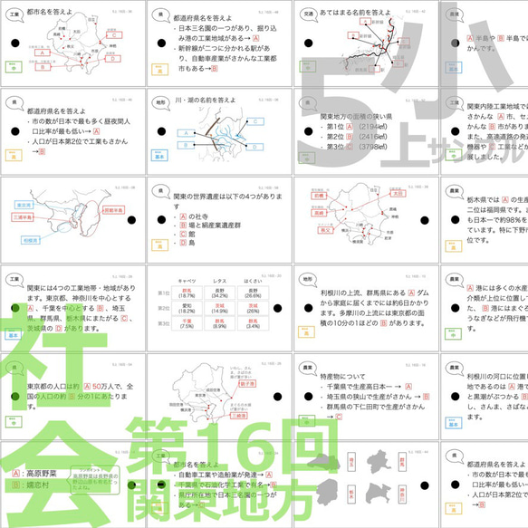 中学受験 暗記カード【5年上 セット 社会・理科 11-19回】組分けテスト対策 予習シリーズ 6枚目の画像