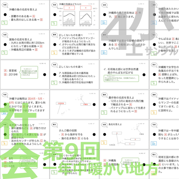 中学受験 暗記カード【4年上 社会 ハーフセット 1-9回】 組分けテスト対策 予習シリーズ 9枚目の画像