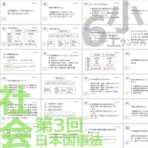 中学受験 暗記カード【6年上 社会 全セット1-17回】予習シリーズ 組分けテスト対策 4枚目の画像