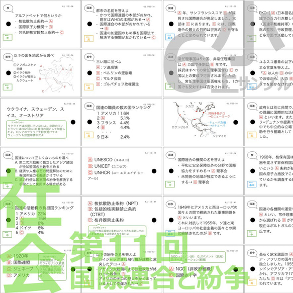 中学受験 暗記カード【6年上 社会 全セット1-17回】予習シリーズ 組分けテスト対策 10枚目の画像