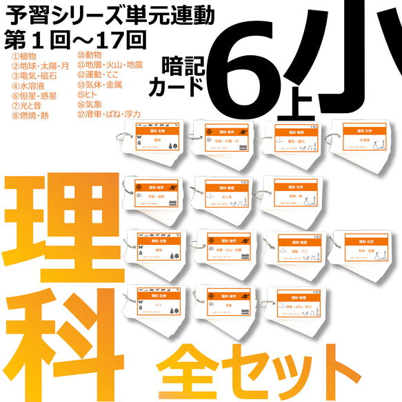 中学受験 暗記カード【6年上 理科全セット1-17回】 予習シリーズ 組 