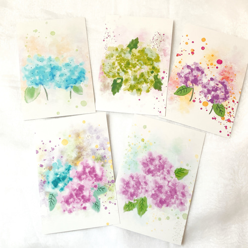 紫陽花 5枚セット ポストカード はがき イラスト デザイン