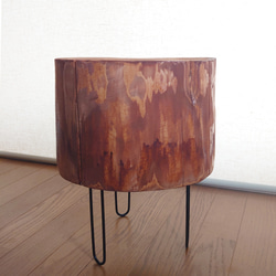 東濃ひのきサイドテーブル・アイアンレッグ・古木風ステイン塗装・オーガニック ゆったりサイズ 5枚目の画像