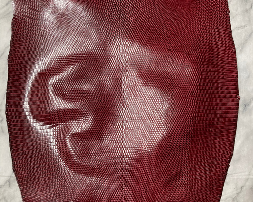 リザード トカゲ革 ボルドー×ツヤ 肚割_L50 その他素材 レザー