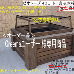 ちゃんけん様オーダー品　ビオトープ木枠　トロ舟40用　網枠付き ビオトープ 40L トロ舟＆木枠セット（棚付き） メダカ＆金魚飼育