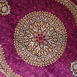 152×100cm　【ペルシャクム産 モサーウィ房 の総手織りシルク絨毯】 3枚目の画像