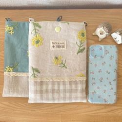 お散歩　スマホポシェット　刺繍　生地　スマホショルダー　スマホポーチ　お散歩、お迎え、旅行　 6枚目の画像