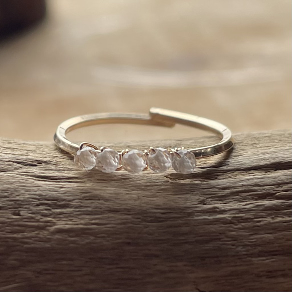 水晶　14kgf　フリーサイズ　極小　リング　指輪　ワイヤーリング　 2枚目の画像