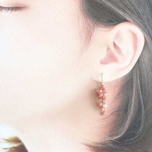14kgf インカローズ オリジナルデザイン ぶどう ピアス *イヤリング可 ピアス（フック・チェーン） *sincerely*  通販｜Creema(クリーマ) 17514953