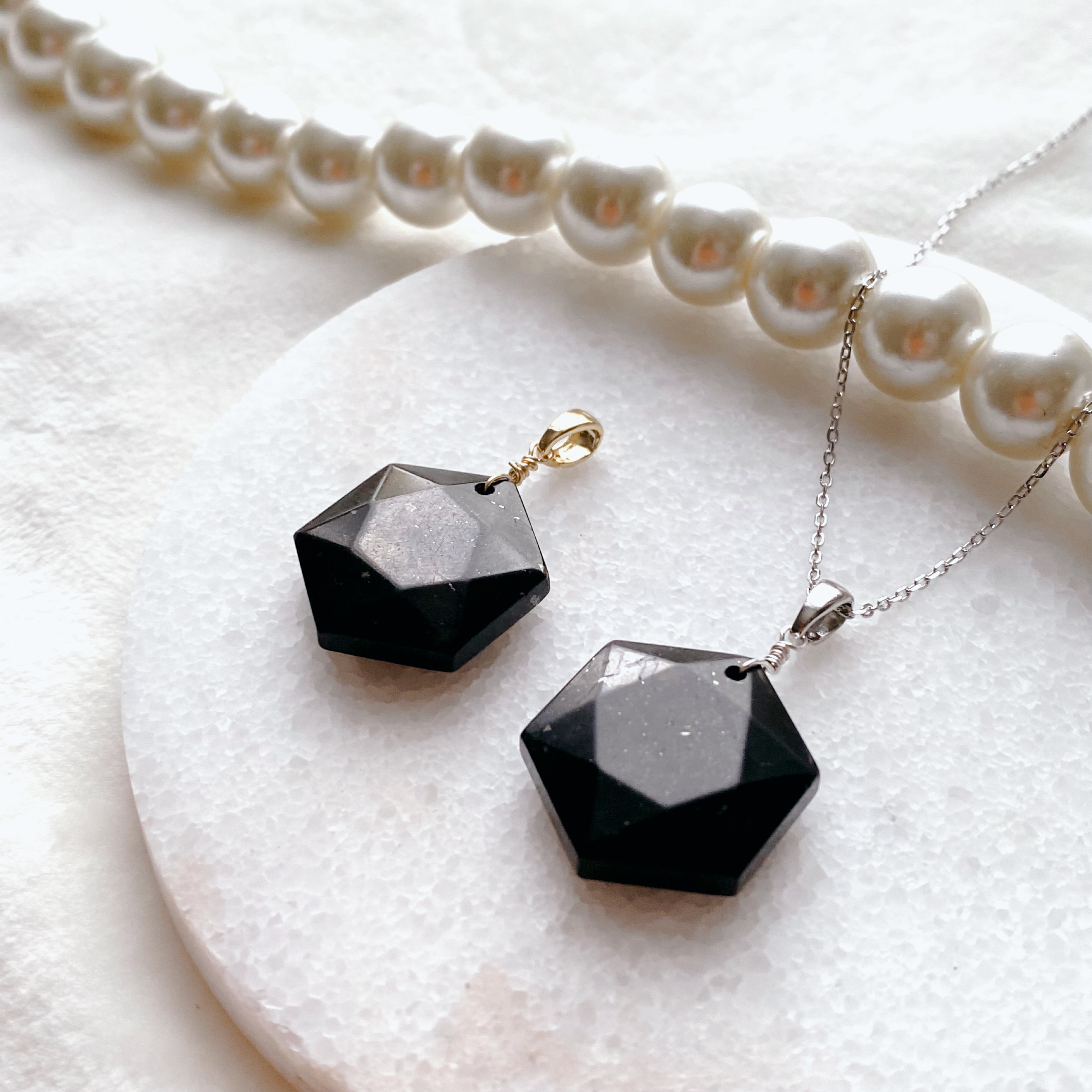 【1個】穢れを吸い込む 魔方陣のシュンガイト お守りネックレス 六芒星