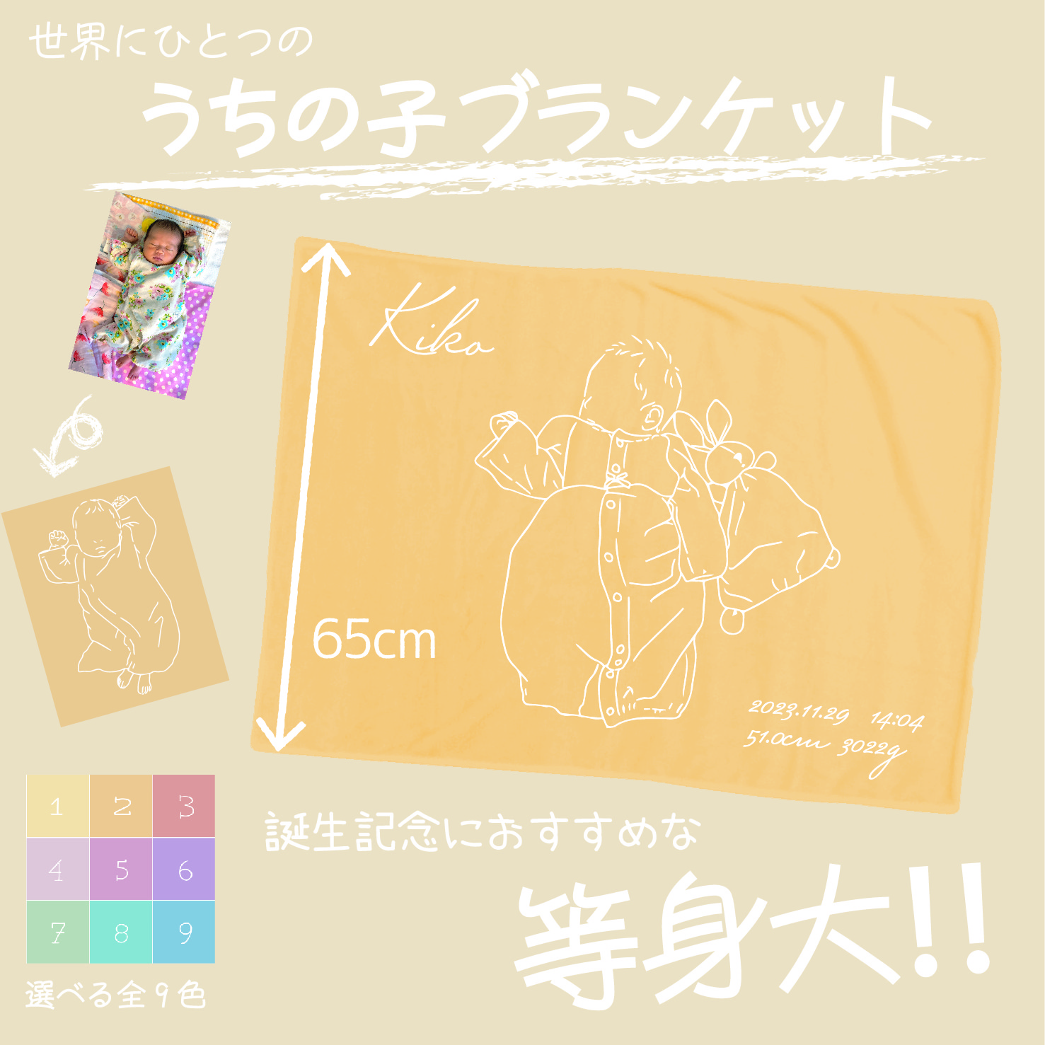 ■MAMA MADE■うちの子グッズ ブランケット 毛布 赤ちゃん ベビー 誕生記念 命名書 出産祝い オーダーメイド 4,680円