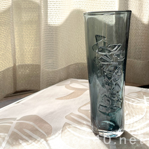 オリジナル吹きガラス作品 Bark インディゴ-A 表面に凹凸があるシック