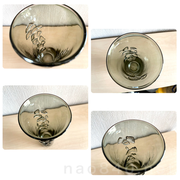 オリジナル吹きガラス作品　Bark グリーン-B 表面に凹凸があるシックなガラス　グラス・花器・インテリアオブジェ 3枚目の画像
