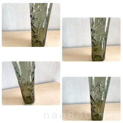 オリジナル吹きガラス作品　Bark グリーン-B 表面に凹凸があるシックなガラス　グラス・花器・インテリアオブジェ 4枚目の画像