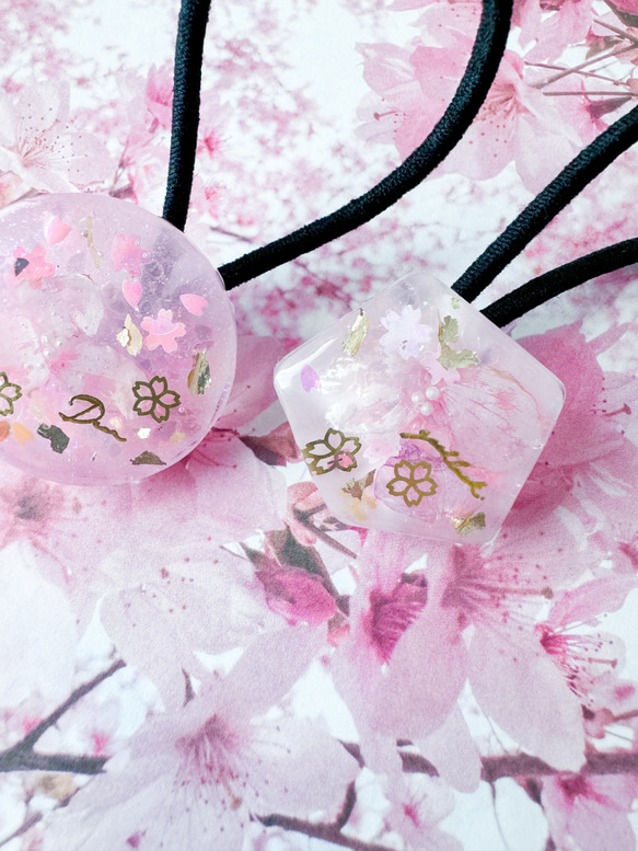 桜のドライフラワーヘアゴム 3枚目の画像