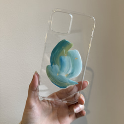 skyblue × lightgreen  ニュアンス スマホケース【iphone/アクリル絵の具】 5枚目の画像