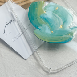 skyblue × lightgreen  ニュアンス スマホケース【iphone/アクリル絵の具】 2枚目の画像